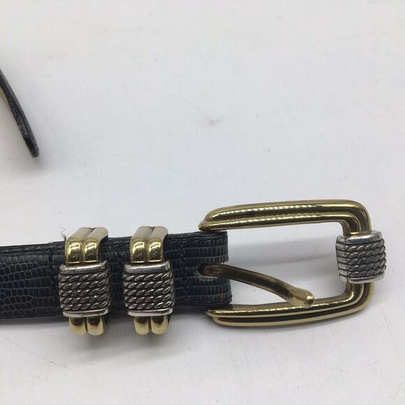Vintage Brighton Belt Size Small 4B614 4B603 Black Snake With Gold Silver Buckle - Picture 8 of 8